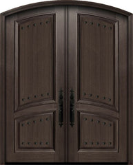 WDMA 72x96 Door (6ft by 8ft) Exterior Mahogany 36in x 96in Double Arch Top 2 Panel Portobello Door with Clavos 1