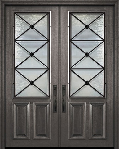 WDMA 72x96 Door (6ft by 8ft) Exterior Mahogany 36in x 96in Double 2/3 Lite Republic Portobello Door 1