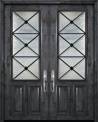WDMA 72x96 Door (6ft by 8ft) Exterior Knotty Alder 36in x 96in Double 2/3 Lite Republic Estancia Alder Door 1