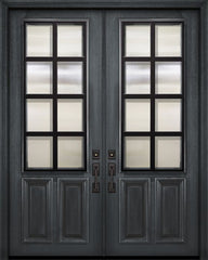 WDMA 72x96 Door (6ft by 8ft) Exterior Mahogany 36in x 96in Double 2/3 Lite Minimal Steel Grille Portobello Door 1