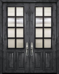 WDMA 72x96 Door (6ft by 8ft) Exterior Knotty Alder 36in x 96in Double 2/3 Lite Minimal Steel Grille Estancia Alder Door 1
