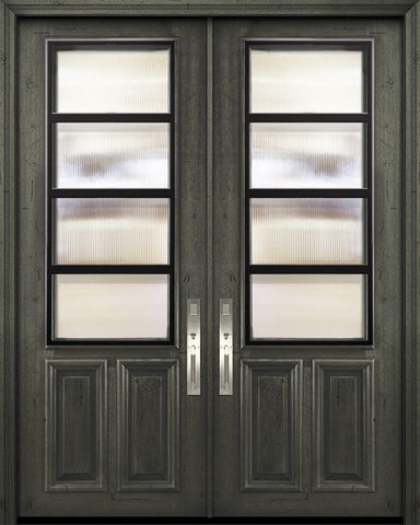 WDMA 72x96 Door (6ft by 8ft) Exterior Mahogany 36in x 96in Double 2/3 Lite Urban Steel Grille Portobello Door 1