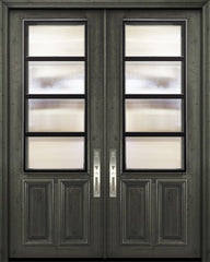 WDMA 72x96 Door (6ft by 8ft) Exterior Mahogany 36in x 96in Double 2/3 Lite Urban Steel Grille Portobello Door 1