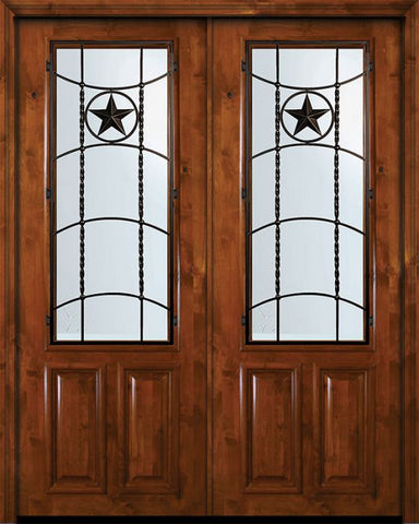 WDMA 72x96 Door (6ft by 8ft) Exterior Knotty Alder 36in x 96in Double 2/3 Lite Texan Alder Door 1