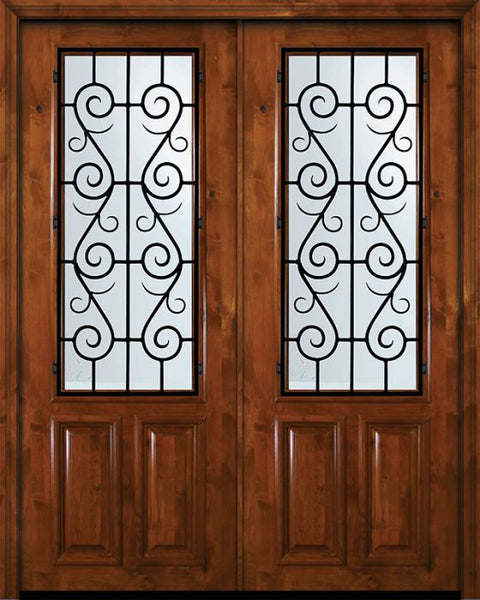 WDMA 72x96 Door (6ft by 8ft) Exterior Knotty Alder 36in x 96in Double 2/3 Lite St. Charles Alder Door 1