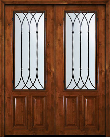 WDMA 72x96 Door (6ft by 8ft) Exterior Knotty Alder 36in x 96in Double 2/3 Lite Warwick Alder Door 1