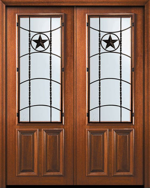 WDMA 72x96 Door (6ft by 8ft) Exterior Mahogany 36in x 96in Double 2/3 Lite Texan Door 1