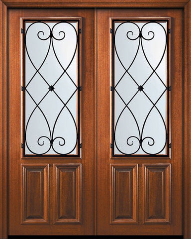 WDMA 72x96 Door (6ft by 8ft) Exterior Mahogany 36in x 96in Double 2/3 Lite Charleston Door 1