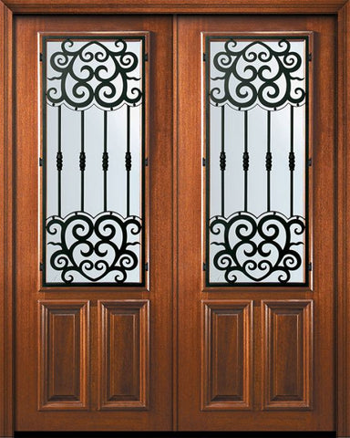 WDMA 72x96 Door (6ft by 8ft) Exterior Mahogany 36in x 96in Double 2/3 Lite Barcelona Door 1