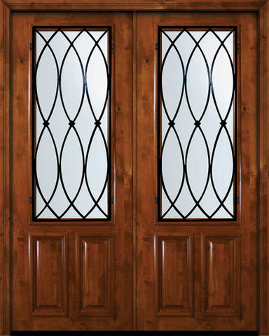 WDMA 72x96 Door (6ft by 8ft) Exterior Knotty Alder 36in x 96in Double 2/3 Lite La Salle Alder Door 1