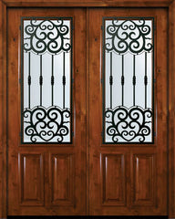WDMA 72x96 Door (6ft by 8ft) Exterior Knotty Alder 36in x 96in Double 2/3 Lite Barcelona Alder Door 1