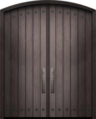WDMA 72x96 Door (6ft by 8ft) Exterior Mahogany 96in Double Plank Arch Top Door with Clavos 1