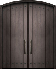 WDMA 72x96 Door (6ft by 8ft) Exterior Mahogany 96in Double Plank Arch Top Door with Clavos 1