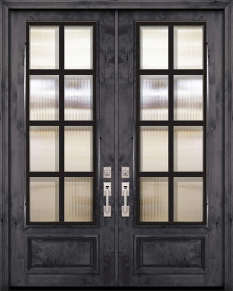 WDMA 72x96 Door (6ft by 8ft) Exterior Knotty Alder 36in x 96in Double 3/4 Lite Minimal Steel Grille Estancia Alder Door 1