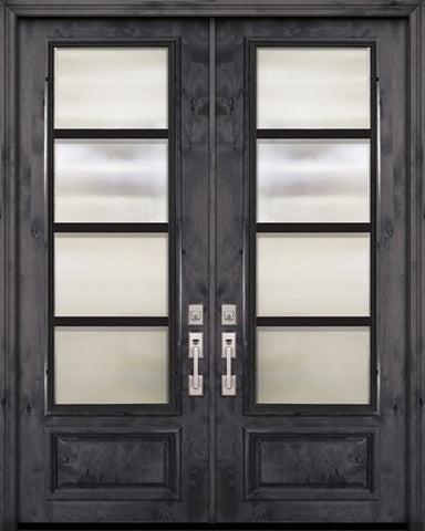 WDMA 72x96 Door (6ft by 8ft) Exterior Knotty Alder 36in x 96in Double 3/4 Lite Urban Steel Grille Estancia Alder Door 1