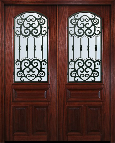 WDMA 72x96 Door (6ft by 8ft) Exterior Mahogany 36in x 96in Double Arch Lite Barcelona Door 1