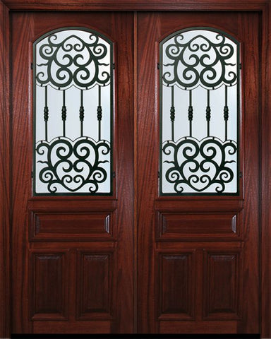 WDMA 72x96 Door (6ft by 8ft) Exterior Mahogany 36in x 96in Double Arch Lite Barcelona Door 1