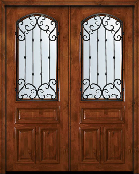 WDMA 72x96 Door (6ft by 8ft) Exterior Knotty Alder 36in x 96in Double Arch Lite Valencia Alder Door 1