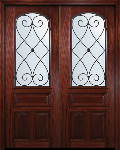 WDMA 72x96 Door (6ft by 8ft) Exterior Mahogany 36in x 96in Double Arch Lite Charleston Door 1