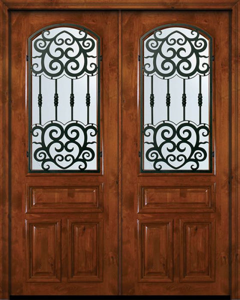 WDMA 72x96 Door (6ft by 8ft) Exterior Knotty Alder 36in x 96in Double Arch Lite Barcelona Alder Door 1