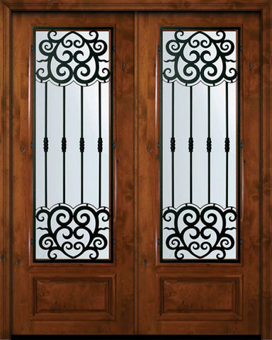 WDMA 72x96 Door (6ft by 8ft) Exterior Knotty Alder 36in x 96in Double 3/4 Lite Barcelona Alder Door 1