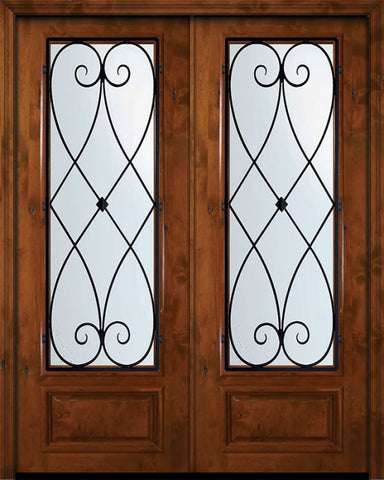 WDMA 72x96 Door (6ft by 8ft) Exterior Knotty Alder 36in x 96in Double 3/4 Lite Charleston Alder Door 1