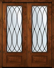 WDMA 72x96 Door (6ft by 8ft) Exterior Knotty Alder 36in x 96in Double 3/4 Lite La Salle Alder Door 1