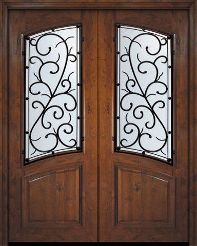 WDMA 72x96 Door (6ft by 8ft) Exterior Knotty Alder 36in x 96in Double Square Top Arch Lite Bellagio Alder Door 1