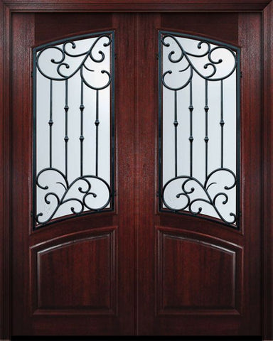 WDMA 72x96 Door (6ft by 8ft) Exterior Mahogany 36in x 96in Double Square Top Arch Lite Catalina Door 1