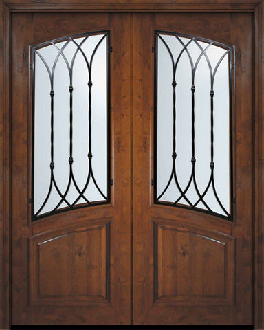 WDMA 72x96 Door (6ft by 8ft) Exterior Knotty Alder 36in x 96in Double Square Top Arch Lite Warwick Alder Door 1