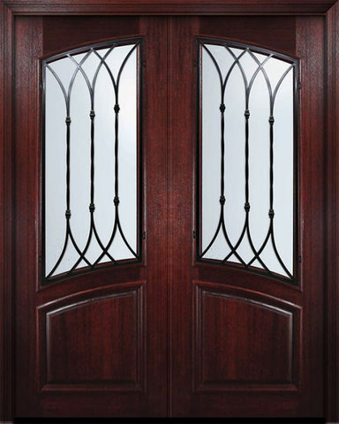 WDMA 72x96 Door (6ft by 8ft) Exterior Mahogany 36in x 96in Double Square Top Arch Lite Warwick Door 1