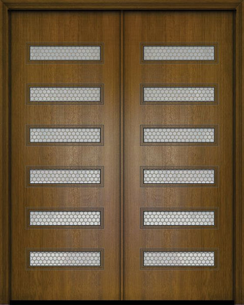 WDMA 72x96 Door (6ft by 8ft) Exterior Mahogany 36in x 96in Double Beverly Contemporary Door w/Metal Grid 1