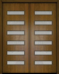 WDMA 72x96 Door (6ft by 8ft) Exterior Mahogany 36in x 96in Double Beverly Contemporary Door w/Metal Grid 1