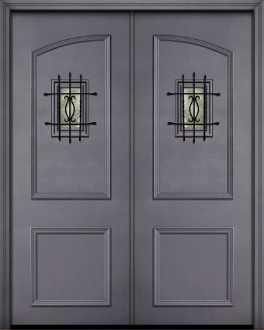 WDMA 72x96 Door (6ft by 8ft) Exterior 96in ThermaPlus Steel 2 Panel Square Top Double Door with Speakeasy 1