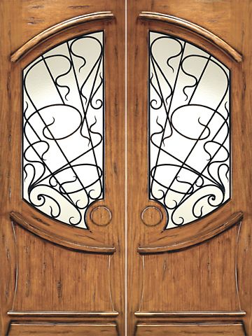 WDMA 72x96 Door (6ft by 8ft) Exterior Mahogany AN-2001-2 Hand Carved Art Nouveau Forged iron Glass Entry Double Door 1