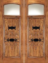 WDMA 72x96 Door (6ft by 8ft) Exterior Mahogany AN-2003-2 Hand Carved Art Nouveau Forged iron Glass Entry Double Door 1