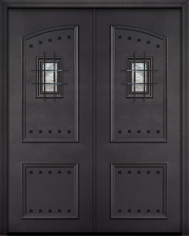 WDMA 72x96 Door (6ft by 8ft) Exterior 96in ThermaPlus Steel 2 Panel Square Top Double Door with Speakeasy / Clavos 1