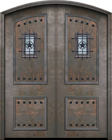 WDMA 72x96 Door (6ft by 8ft) Exterior 96in ThermaPlus Steel 2 Panel Arch Top Double Door with Speakeasy / Clavos 1
