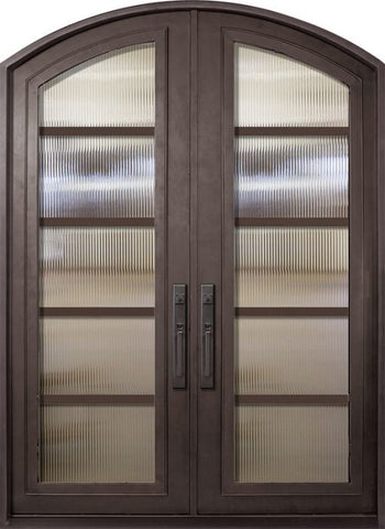 WDMA 72x96 Door (6ft by 8ft) Exterior 96in Urban-5 Full Lite Arch Top Double Contemporary Entry Door 1