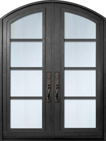 WDMA 72x96 Door (6ft by 8ft) Exterior 96in Urban-4 Full Lite Arch Top Double Contemporary Entry Door 1