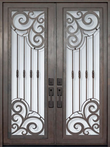 WDMA 72x96 Door (6ft by 8ft) Exterior 96in Barcelona Full Lite Double Wrought Iron Entry Door 1