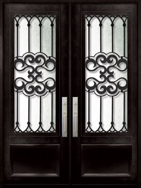 WDMA 72x96 Door (6ft by 8ft) Exterior 96in Tivoli 3/4 Lite Double Wrought Iron Entry Door 1