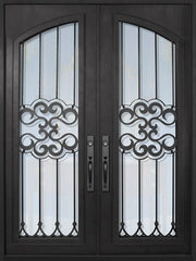 WDMA 72x96 Door (6ft by 8ft) Exterior 96in Tivoli Full Arch Lite Double Wrought Iron Entry Door 1