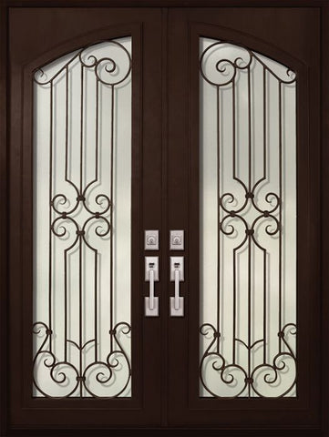 WDMA 72x96 Door (6ft by 8ft) Exterior 96in Milano Full Arch Lite Double Wrought Iron Entry Door 1