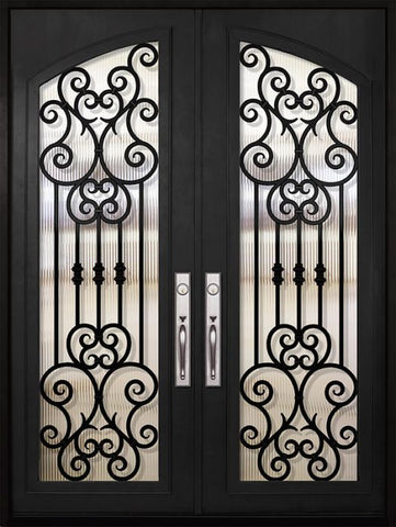 WDMA 72x96 Door (6ft by 8ft) Exterior 96in Marbella Full Arch Lite Double Wrought Iron Entry Door 1