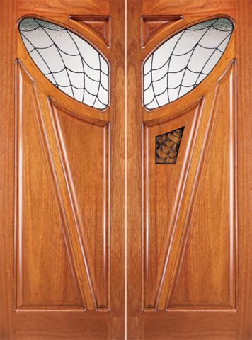 WDMA 72x96 Door (6ft by 8ft) Exterior Mahogany Double Glass Doors Solid Operable Speakeasy 1