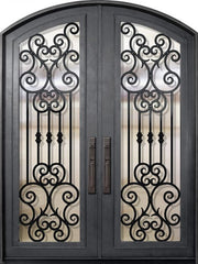 WDMA 72x96 Door (6ft by 8ft) Exterior 96in Marbella Full Lite Arch Top Double Wrought Iron Entry Door 1
