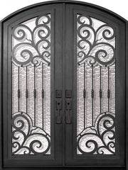 WDMA 72x96 Door (6ft by 8ft) Exterior 96in Barcelona Full Lite Arch Top Double Wrought Iron Entry Door 1