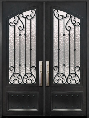 WDMA 72x96 Door (6ft by 8ft) Exterior 96in Valencia 3/4 Arch Lite Double Wrought Iron Entry Door 1