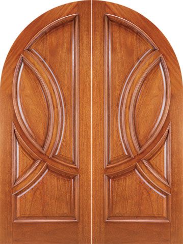WDMA 72x96 Door (6ft by 8ft) Exterior Mahogany Round Top Solid Double Doors 1